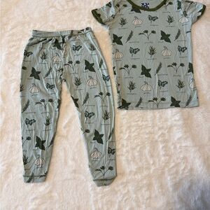 Kickee Pants Green Herbs Print Bamboo Pajamas